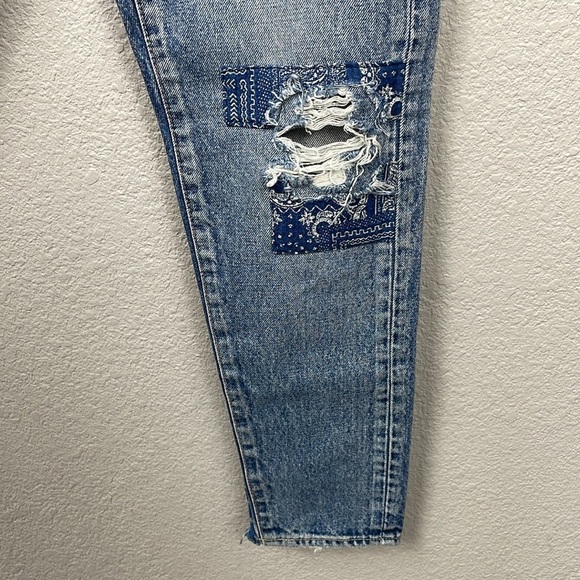 New Moussy Vintage Monroe Tapered Jean Japanese Denim Patchwork Sz 24 - Picture 4 of 14